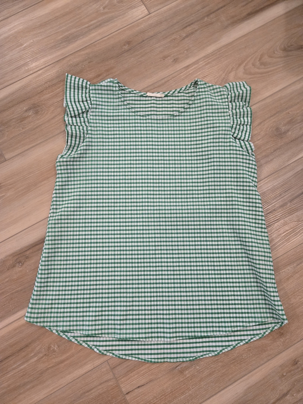Green Gingham Ruffle-Sleeve Blouse - Women's